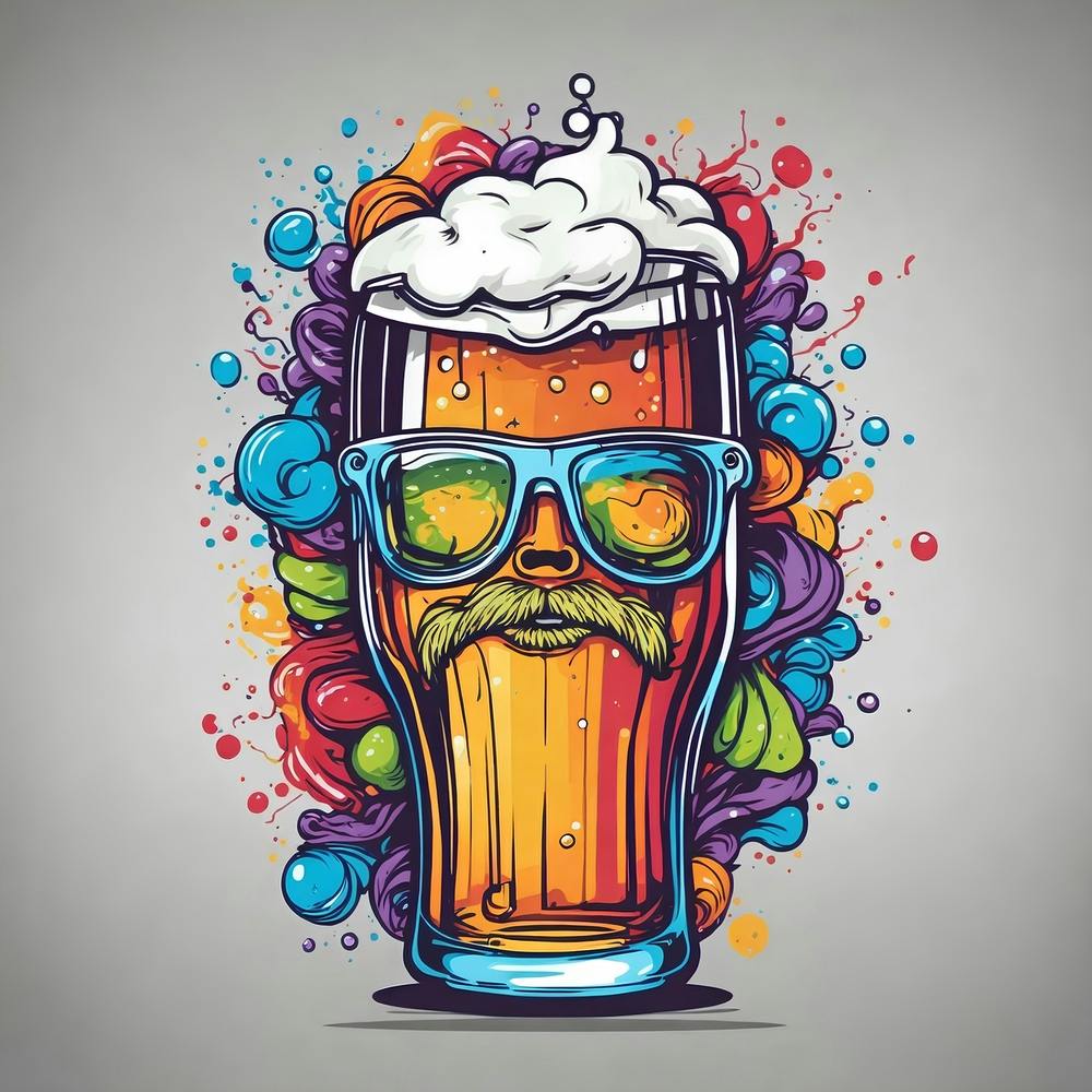 Beer Glass With Glasses And Mustache