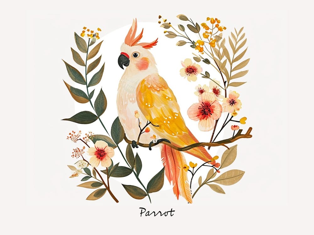Little Floral Parrot 1 Poster