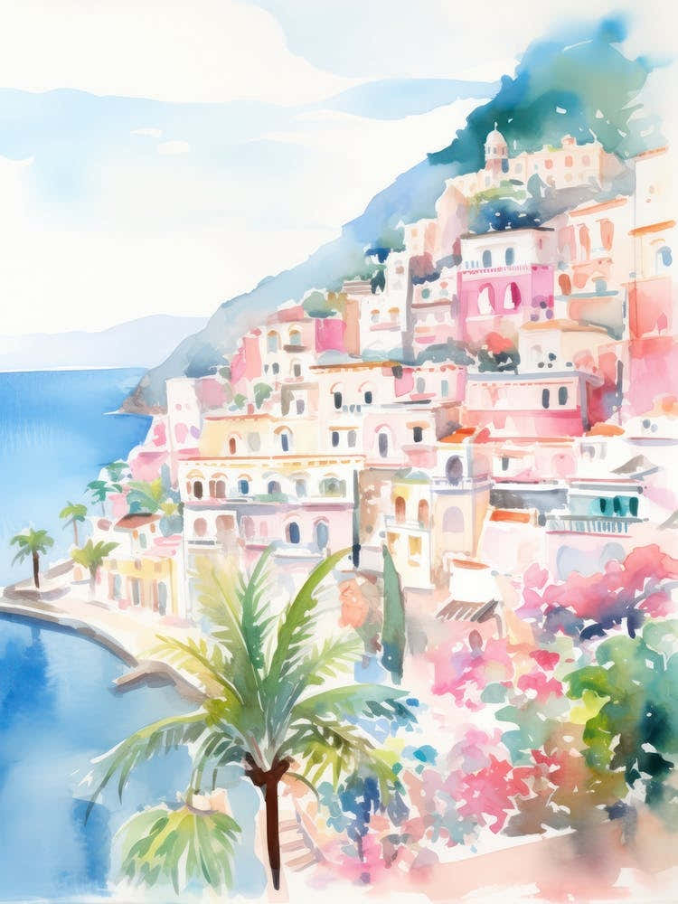 Positano, Italy Watercolour Streets 2