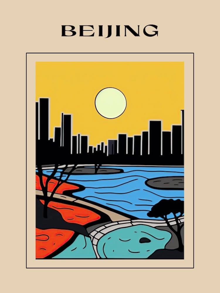 Minimal Design Style Of Beijing, China 1 Poster