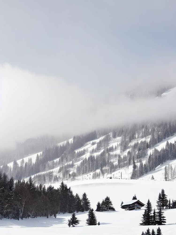 Hakuba, Japan Black And White Skiing Poster