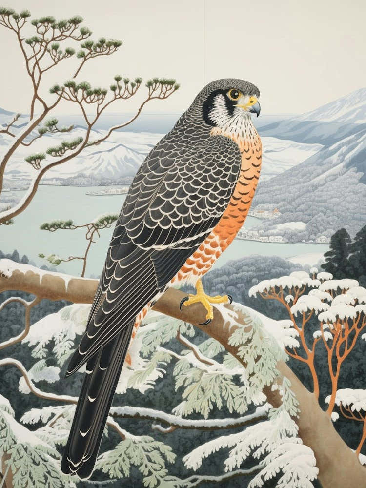 Winter Bird Painting Falcon 7
