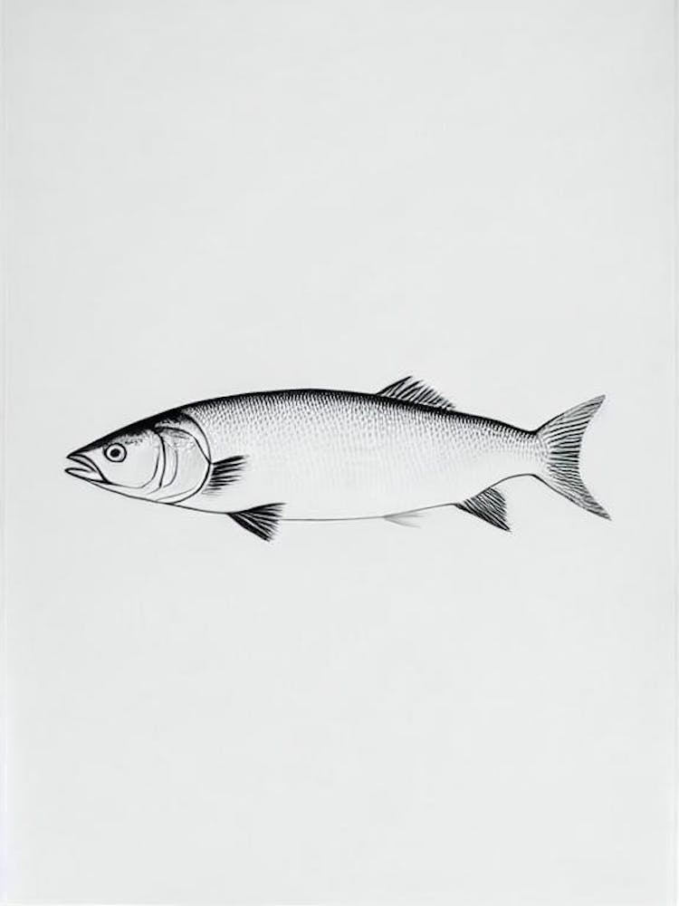 Mackerel Black & White Drawing