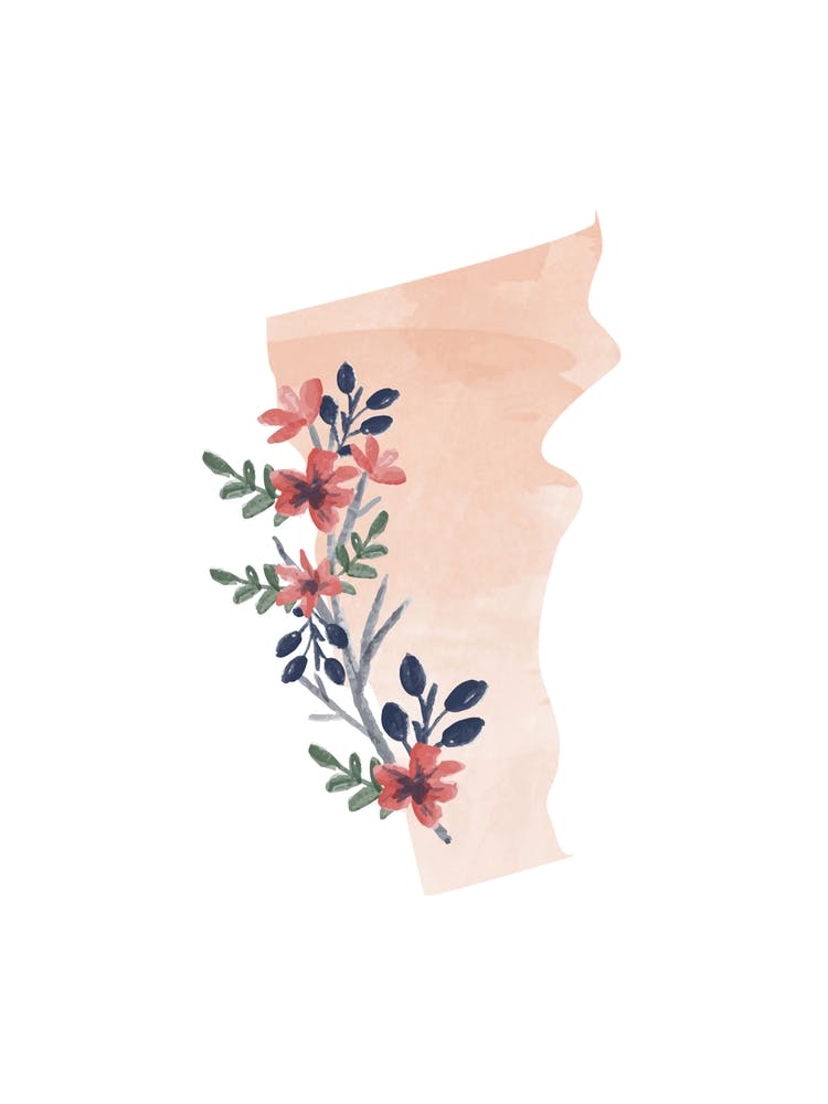 Vermont Watercolor Floral State