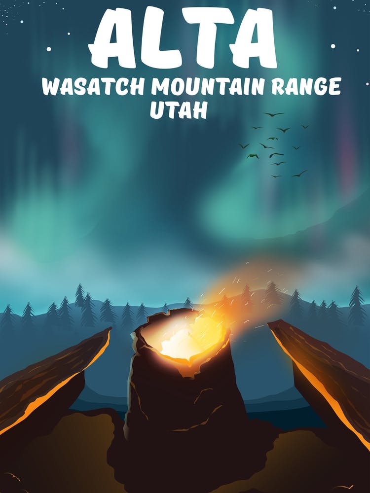 Alta Wasatch Mountain Range Utah Travel poster