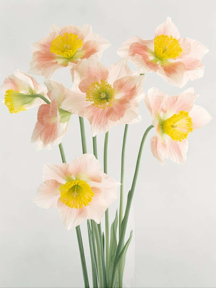 Bunch Of Daffodils Flowers Acrylic Painting In Pastel Colours 5