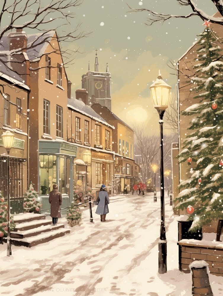 Vintage Winter Illustration Nottingham United Kingdom 3