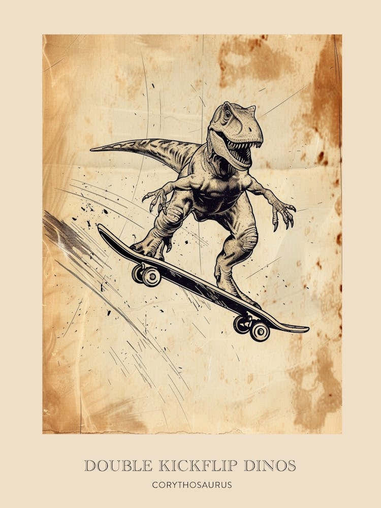 Corythosaurus Vintage Dinosaur Poster 2