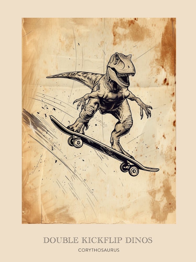 Corythosaurus Vintage Dinosaur Poster 2