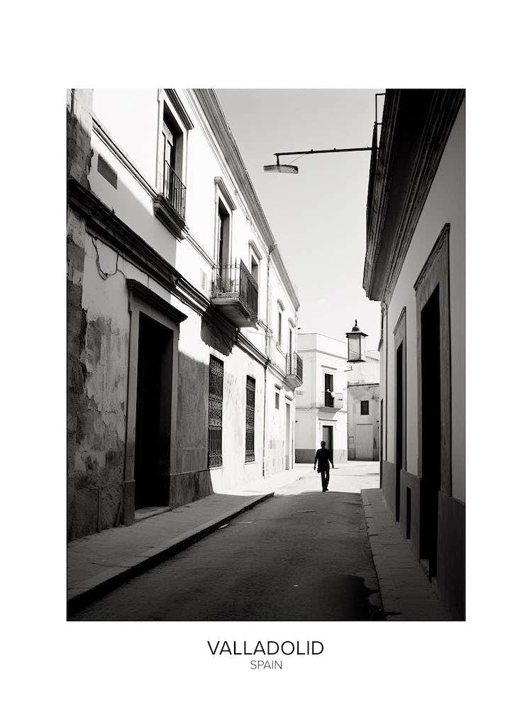 Poster Of Valladolid, Spain, Black And White Analogue Photography 1