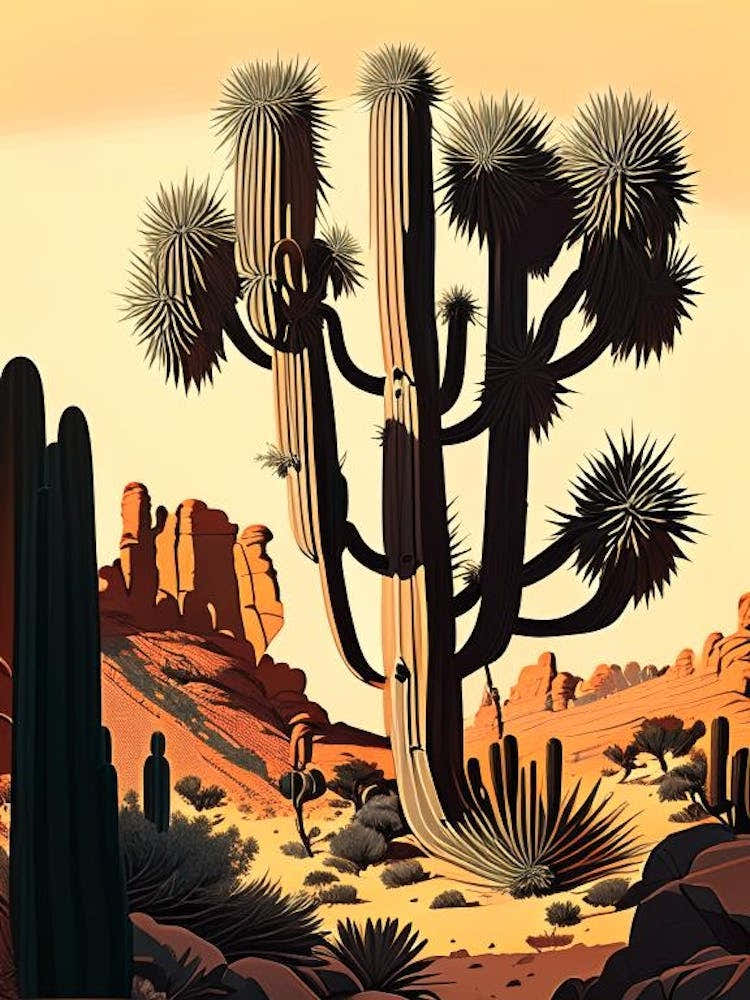 Joshua Trees In Grand Canyon Retro Illustration (1)