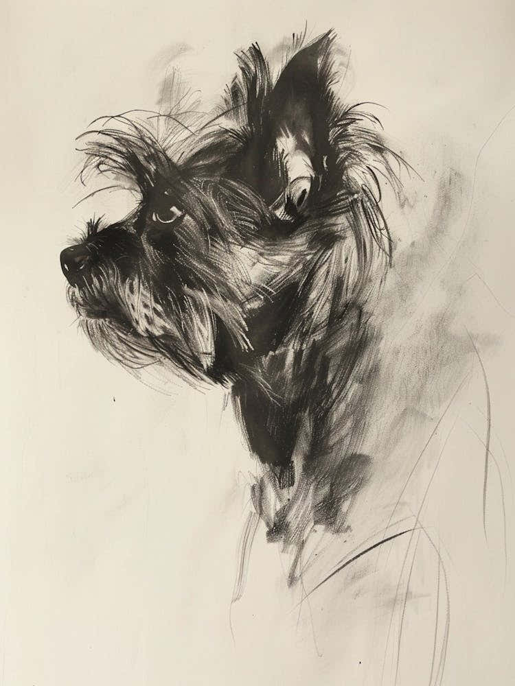 Yorkshire Terrier Dog Charcoal Line 2