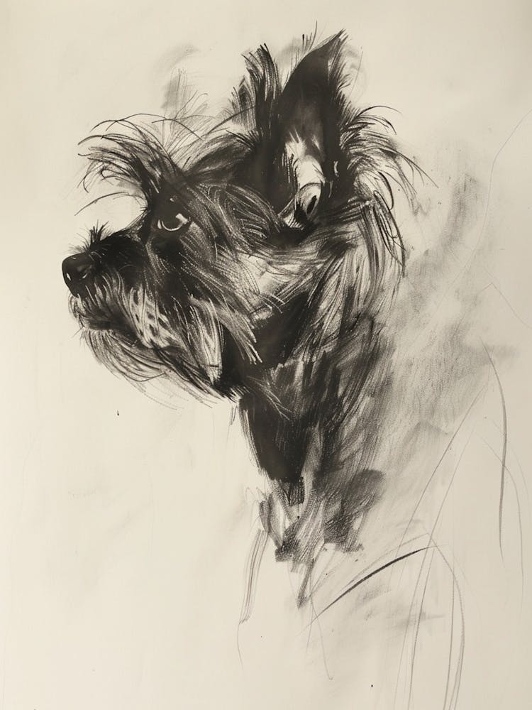 Yorkshire Terrier Dog Charcoal Line 2