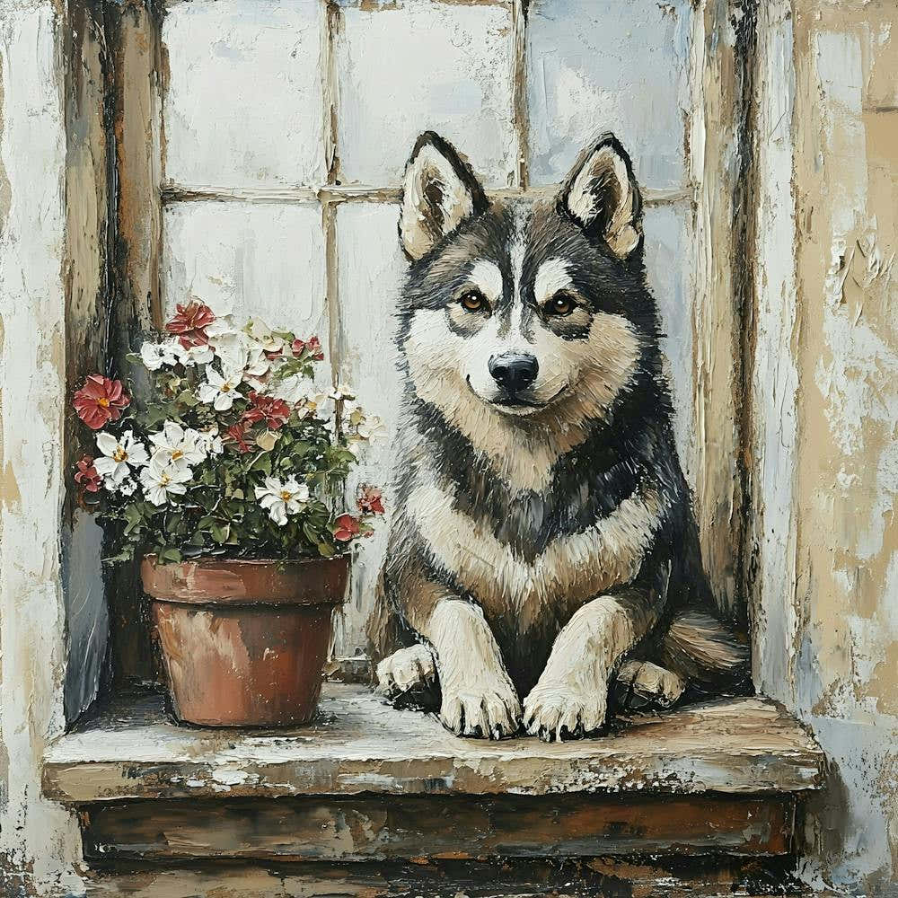 Husky In Window 2