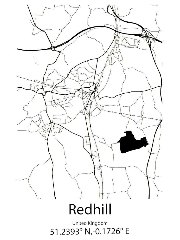 Redhill,United Kingdom Minimalist Map