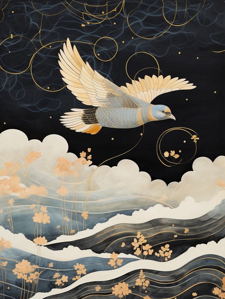 Pigeon 3 Gold Detail Painting