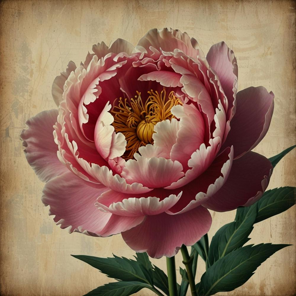 Default Peony 2 Floral Botanical Vintage Poster Flower Canvas 2