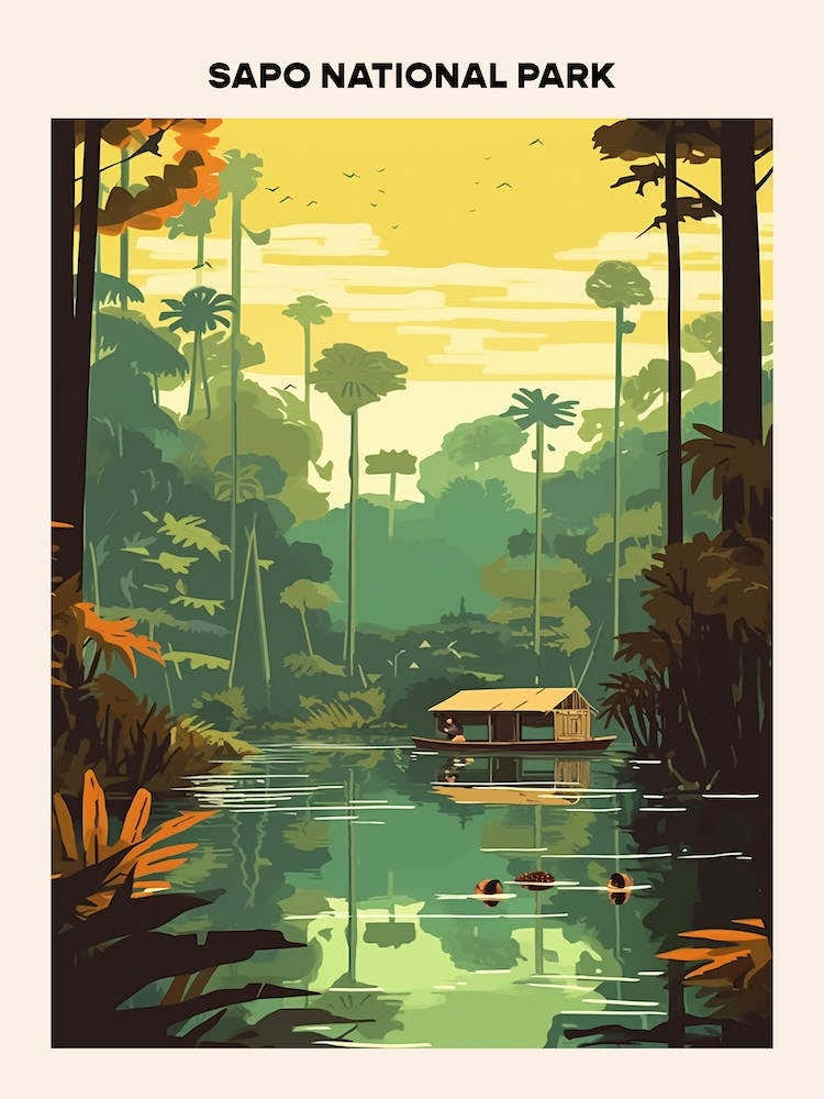 Sapo National Park Midcentury Travel Poster