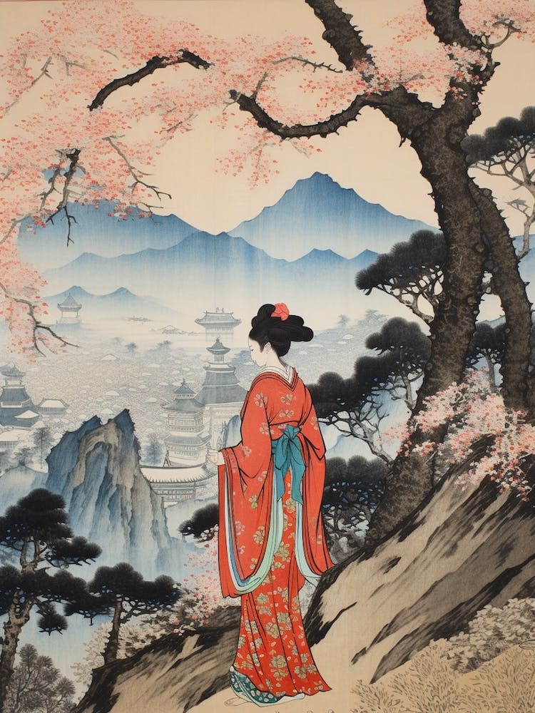 Mount Yoshino, Japan Vintage Travel Art 4