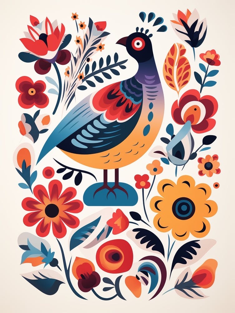 Scandinavian Bird Illustration Pigeon 2