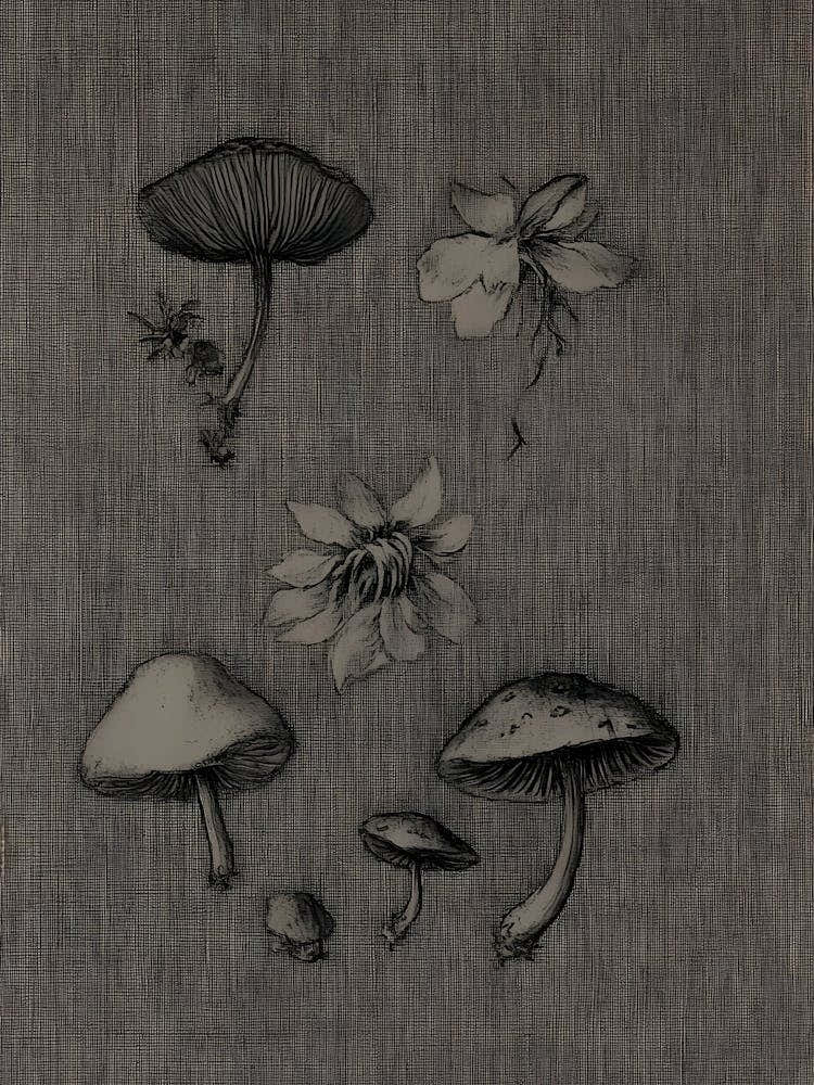 Dark Gothic Fungi And Flowers