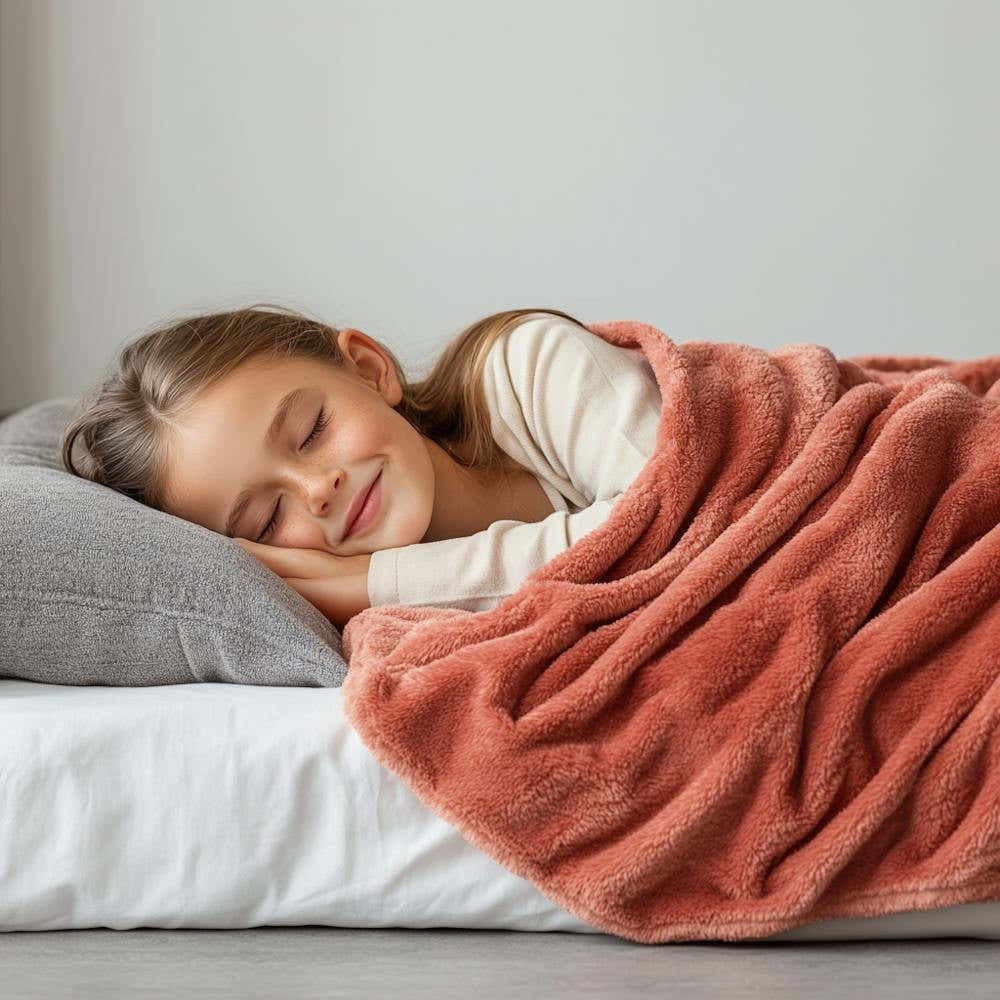 Girl Sleeping In A Pink Blanket