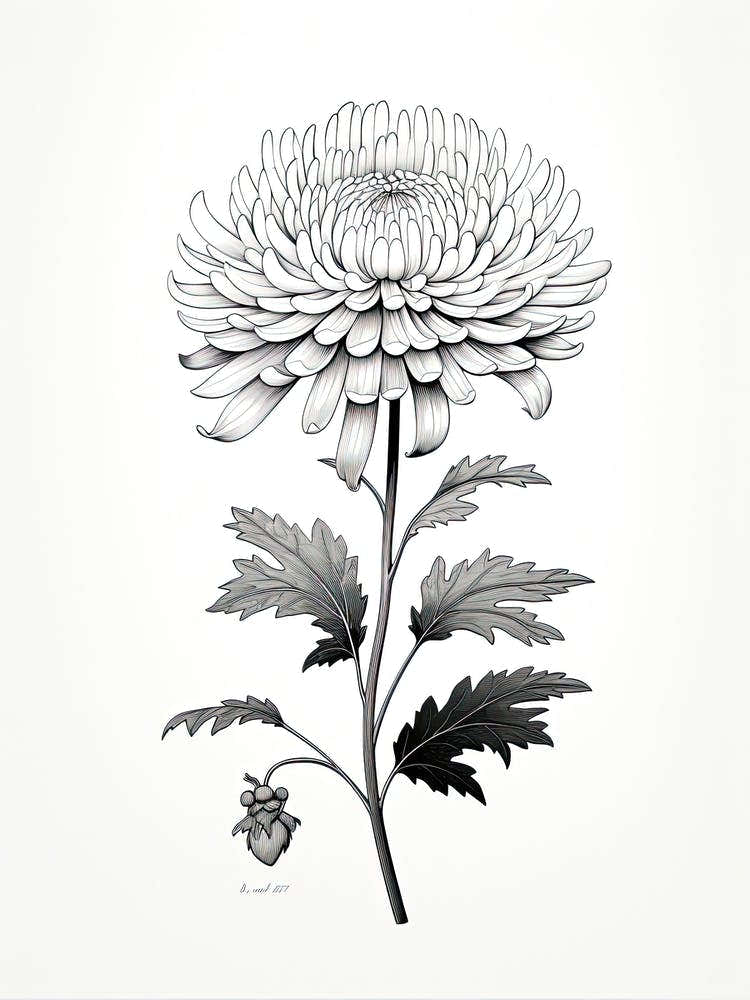 Chrysanthemums Flower Vintage Botanical 2