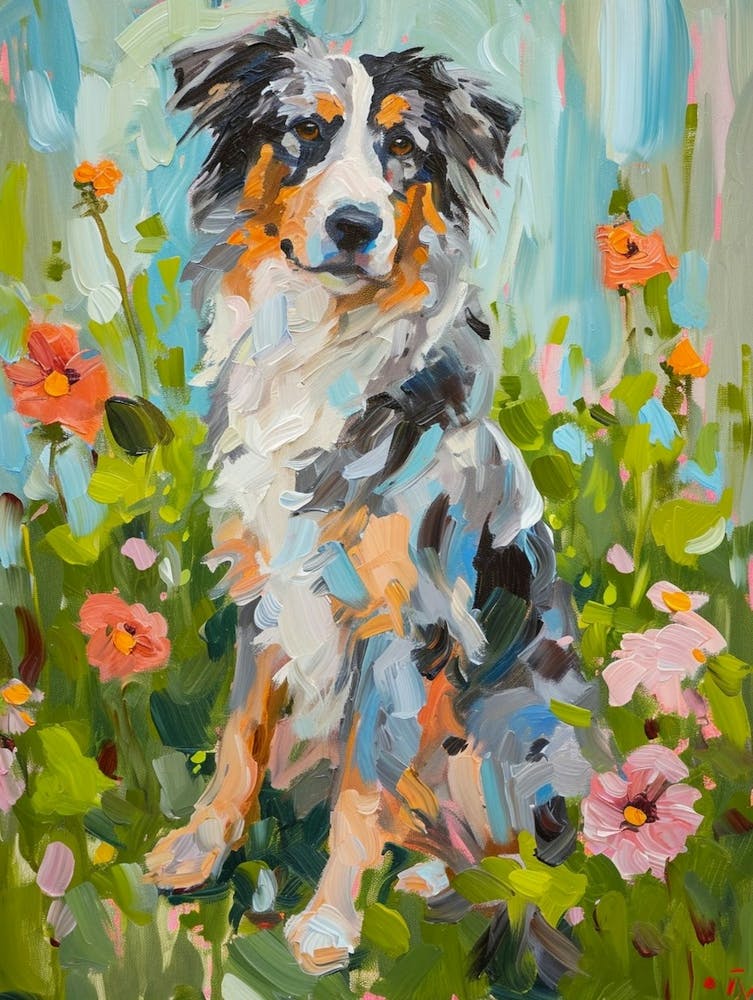 Australian Shepard Dog Acrylic Painting 1