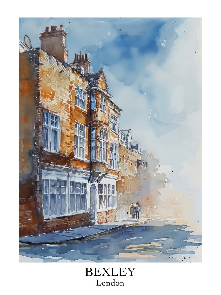 Bexley London Borough   Street Watercolour 2 Poster