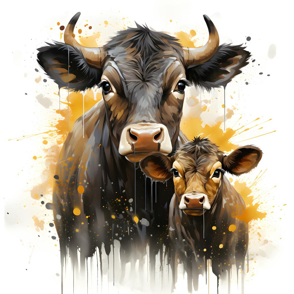 Sunlit Pastures Watercolor Cow