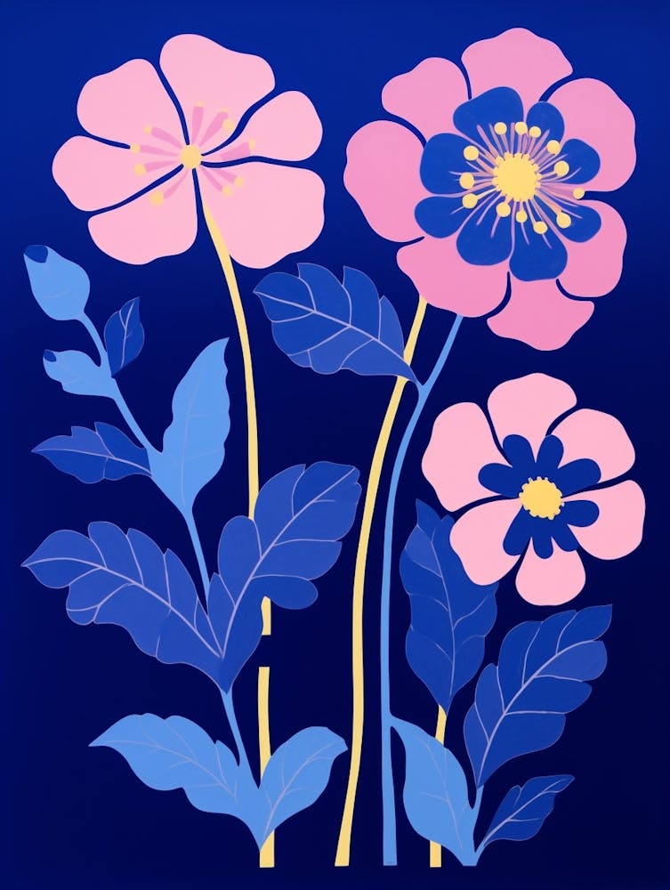 Blue Flower Illustration Portulaca 2