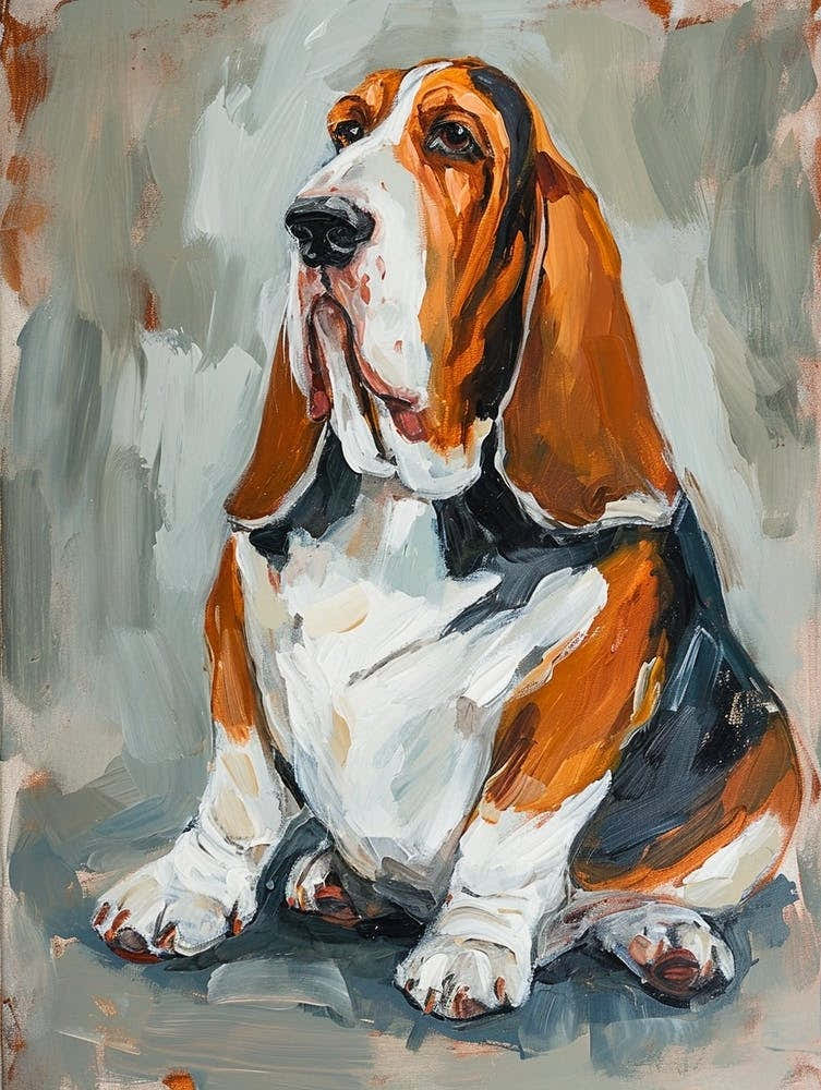 Basset Hound Acrylic Painting 1