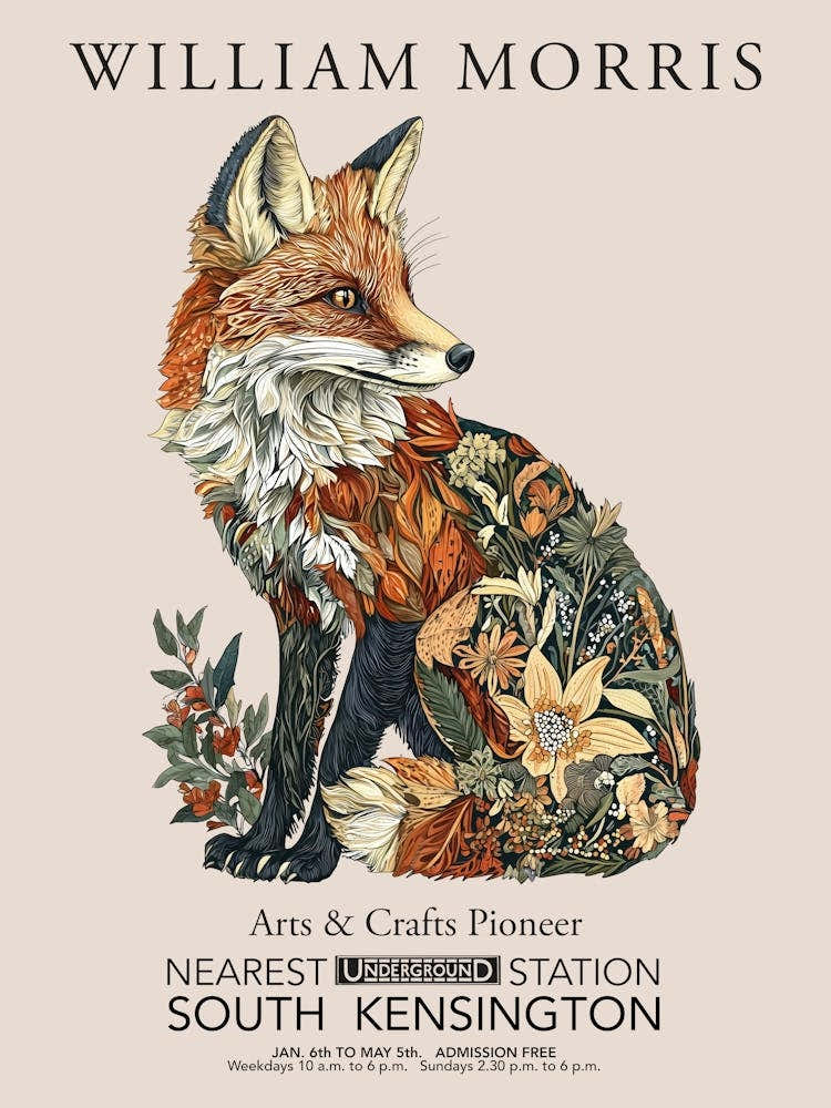 William Morris Prints Floral Fox Christmas Gift Winter Vintage