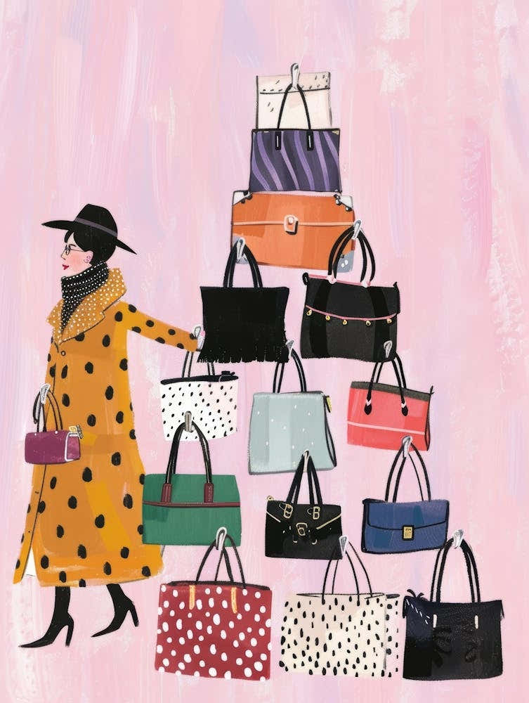 Woman With Many Handbags