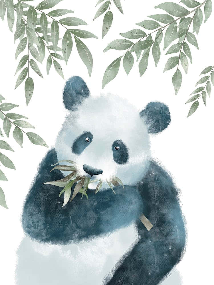 Watercolour Panda Neutral Nursery Print