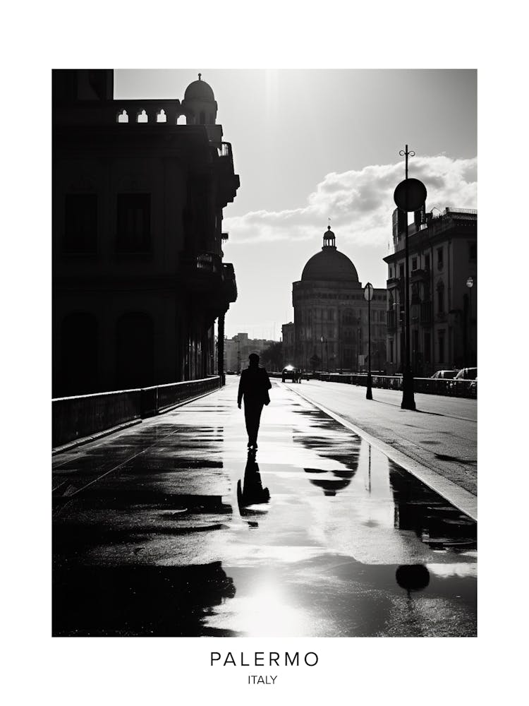 Poster Of Palermo, Italy, Black And White Analogue Photography 2