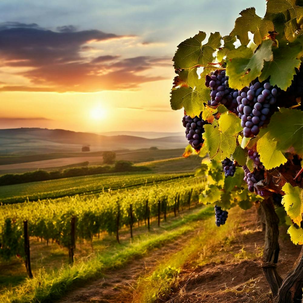 Sunset Growing Landscape Farm Grape Nature Sun Farming Tree Vinery Wine Scenic Field Wi
