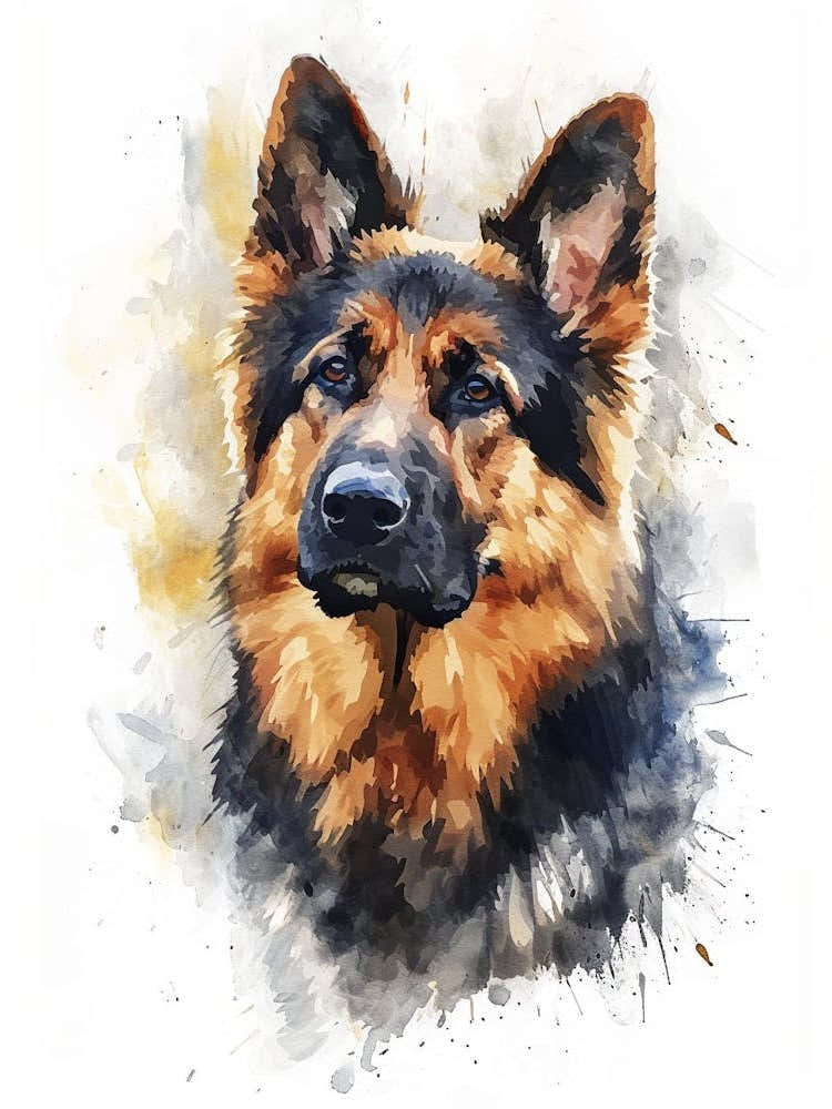 German Shepherd Watercolor Painting 4