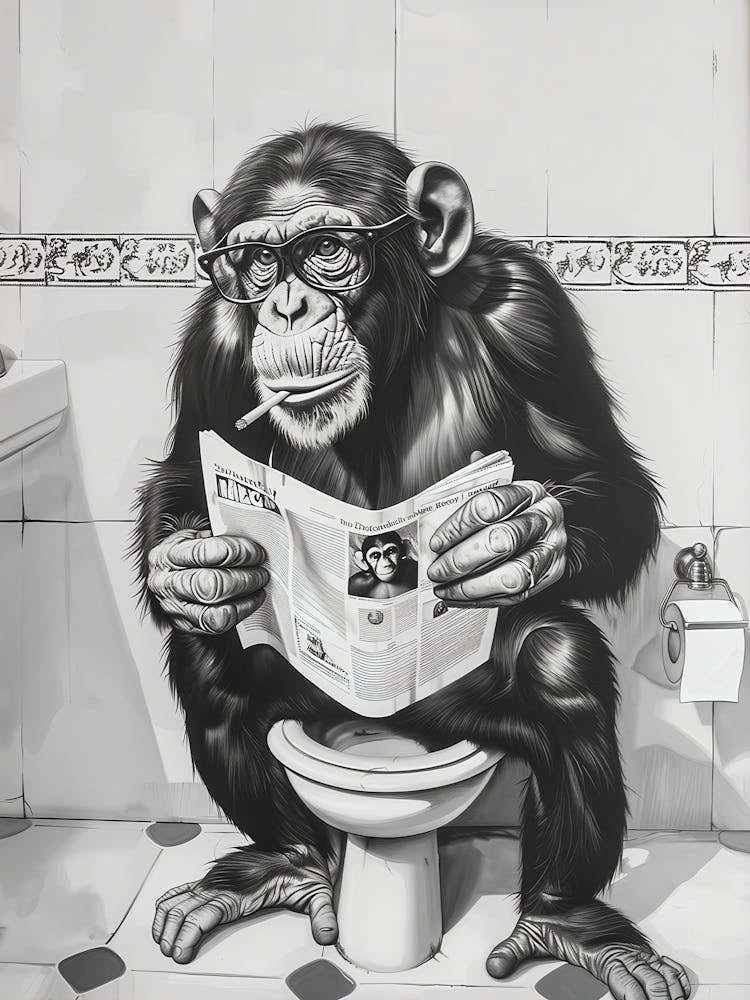 Monkey Print Animal Restroom Sign Safari Animal Wall Decor Bathroom Humor Art Moody Animal Decor Kids Bathroom Wall Art Monkey Wall Art