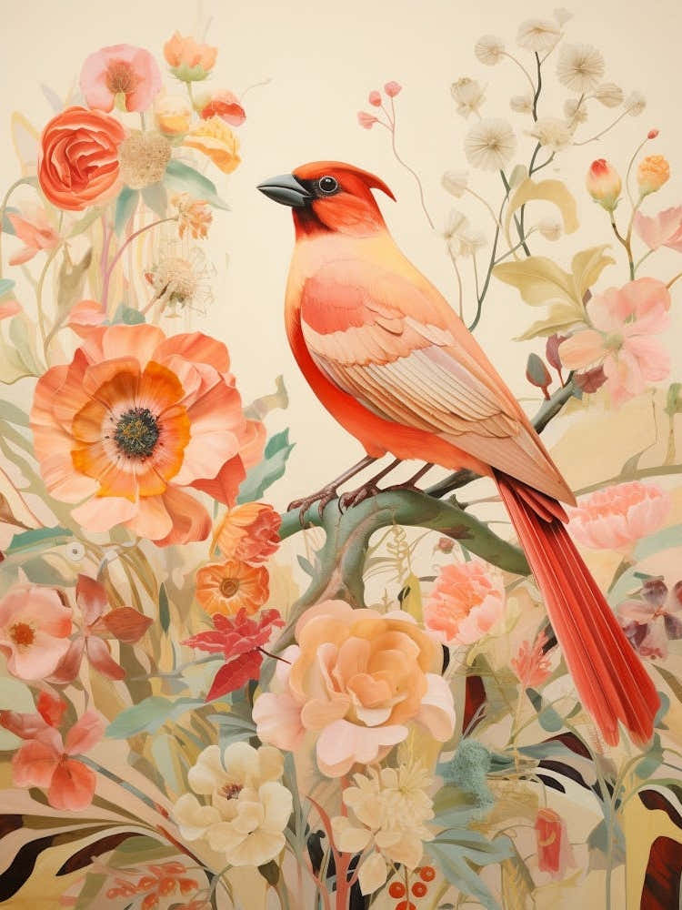 Northern Cardinal 2 Detailed Bird Painting