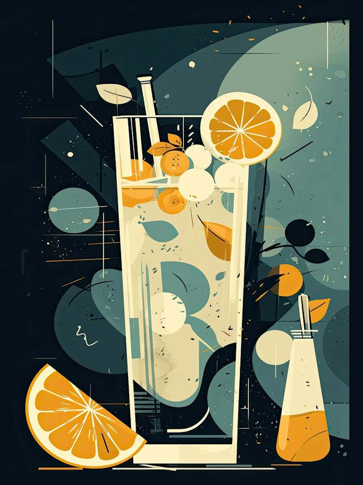 Tom Collins Cocktail Illustration 2