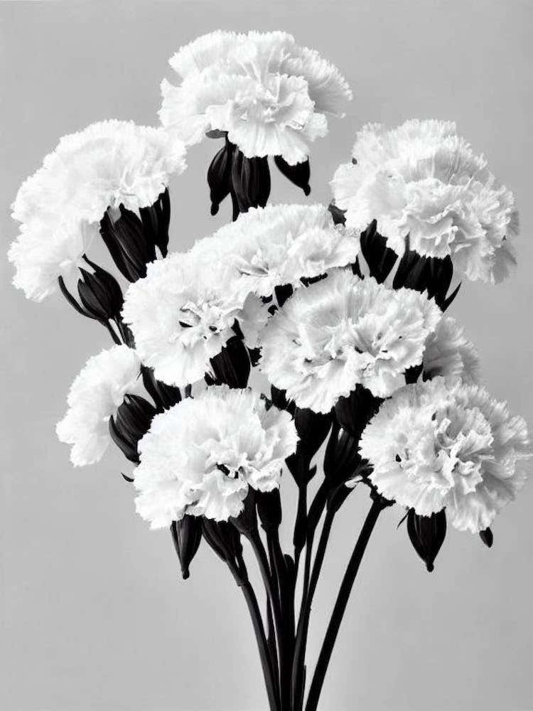 Carnations B&W Pencil 7 Flower