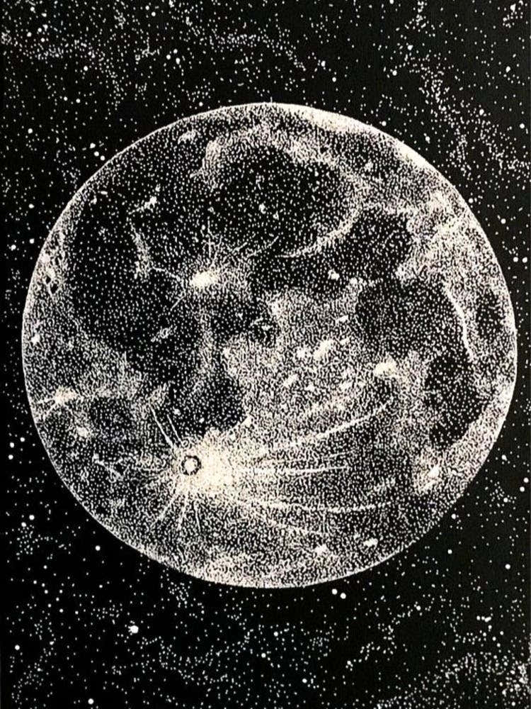 La Luna - Vintage Engraving of The Full Moon - Goddess Pagan Witchcraft Space Poster Wall Decor Witchy Cool Dark Aesthetic, Gothic Metal Beautiful