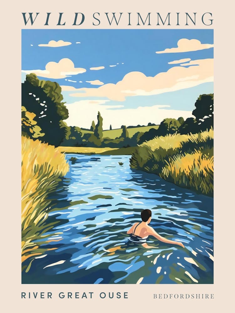Wild Swimming At River Great Ouse Bedfordshire 2 Poster