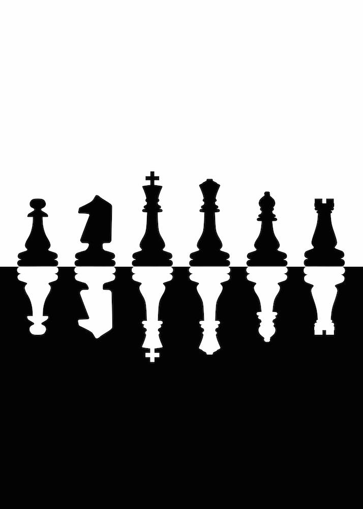 Chess King and Queen Black and white