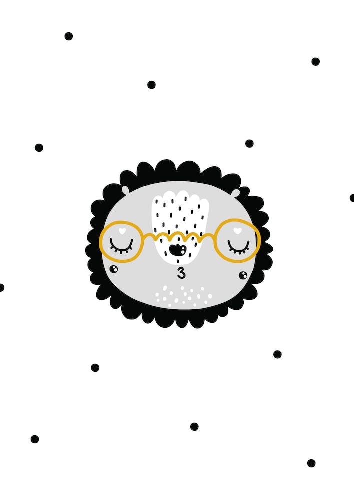 Polka Dot Animal With Glasses Black