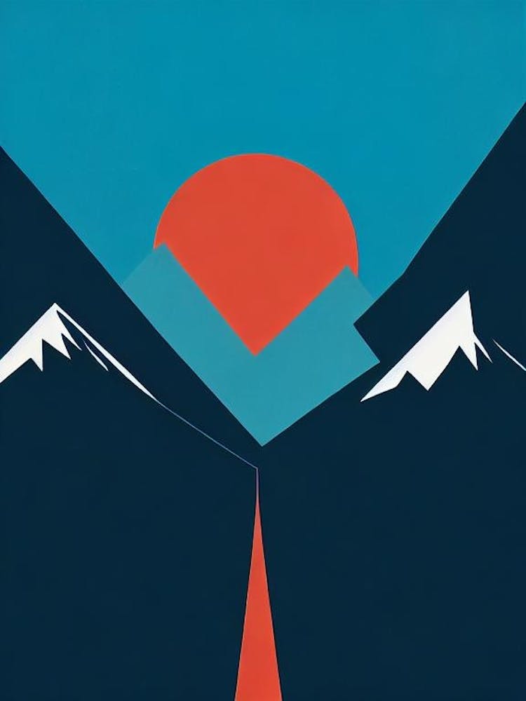 Ruka, Finland Modern Illustration Skiing Poster