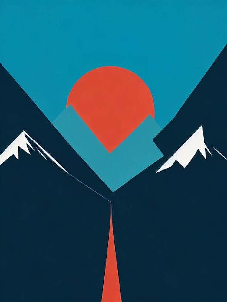 Ruka, Finland Modern Illustration Skiing Poster