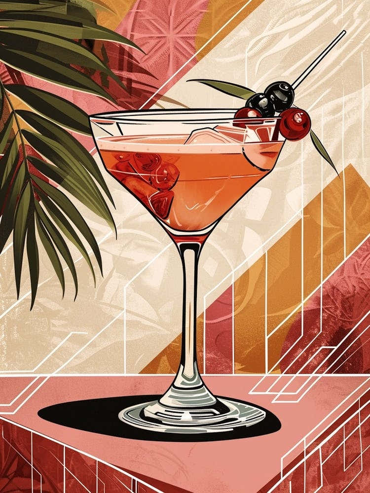 Art Deco Tropical Background Cocktail 1