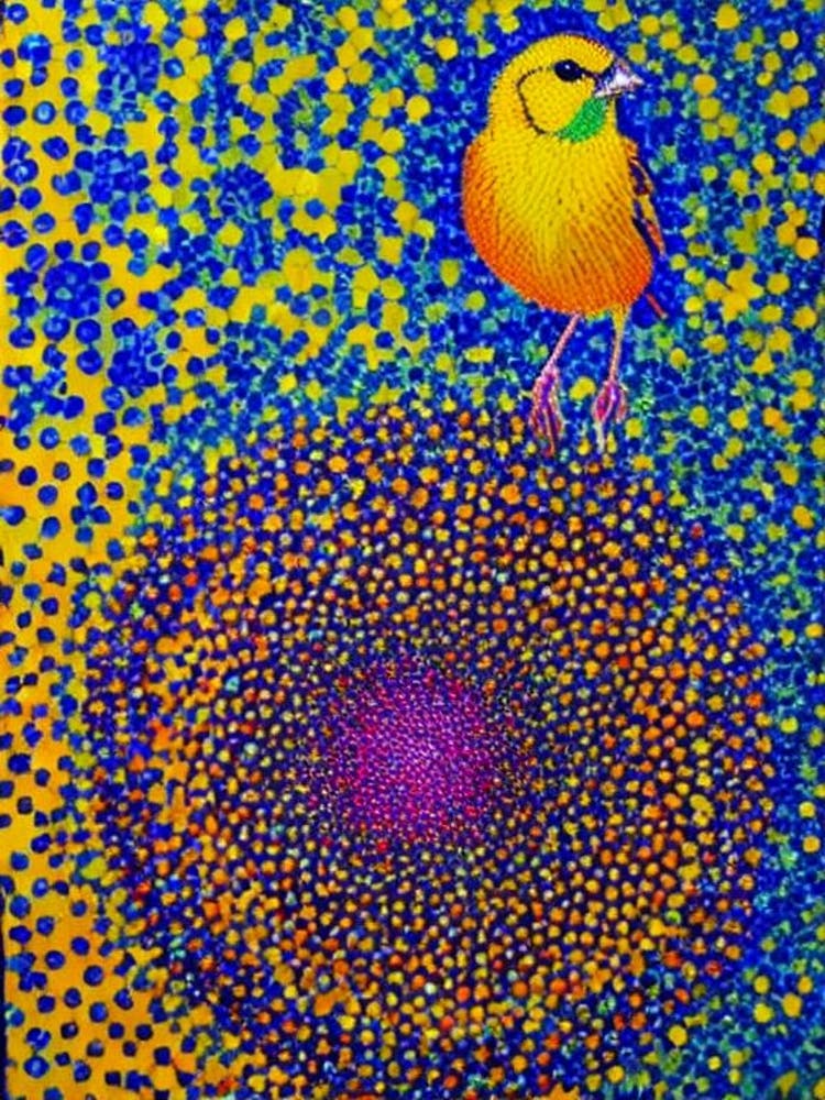 Yellowhammer 3 Yayoi Kusama Style Illustration Bird